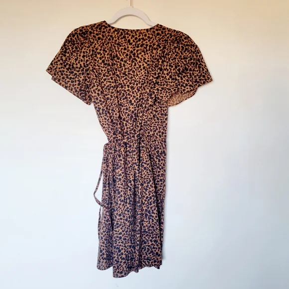 Madewell Flutter-Sleeve Wrap Mini Dress in Painted Leopard - Picture 6 of 9